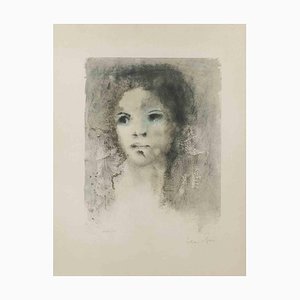 Leonor Fini, Weibliches Gesicht, Lithographie, 1960er