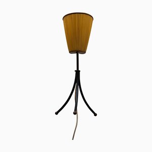 Lámpara de mesa o aplique con trípode de pared con pantalla de seda, años 50