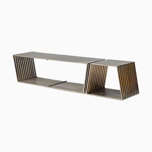 Architectural Museum Benches in Stainless Steel, Set of 2