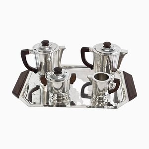 Art Deco Silver-Plated Coffee Set, 1920s, Set of 5