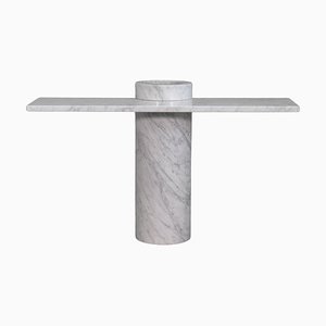 White Carrara Marble Loico Collection Console Table by Angelo Mangiarotti for Skipper, 1980s