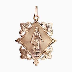 Médaille Sainte Germaine, France, 19ème Siècle, Or Rose 18 Carats