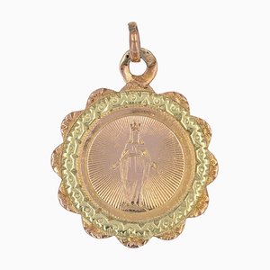 Médaille de Baptême du 20ème Siècle en Or Jaune 18 Carats, France, 1890s