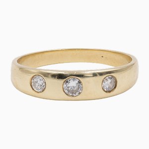 Vintage 14 Karat Yellow Gold Trilogy Ring with Diamonds, 1970s