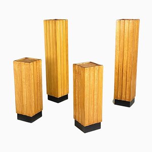 Mid-Century Italian Black and Light Wood Pedestals, 1960s, Set of 4