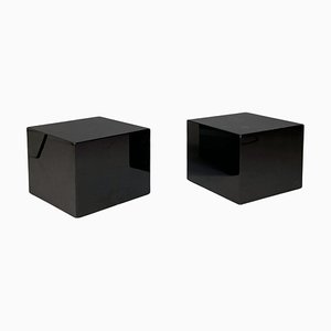 Italian Modern Coffee Tables in Black Lacquered Wood, 1990s, Set of 2