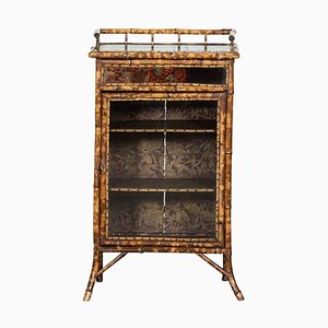 19th Century English Glazed Bamboo Bookcase Cabinet, 1880s