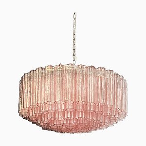 Murano Glass Chandelier with 101 Pink Tube Glasses, 1990s