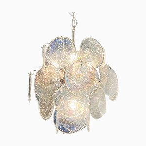 Vintage Italian Murano Chandelier with 24 Iridescent Grit Disks, 1990s