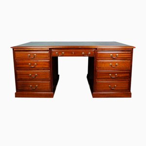 Partner Desk with Allure Inlaid & Blue Leather