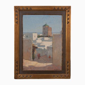 Louis De Broca, Street Scene, Kasbah of the Oudayas, Morocco, 1900s, Oil, Framed