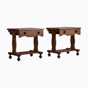 Danish Nightstands with Drawers in Pine, 1960, Set of 2