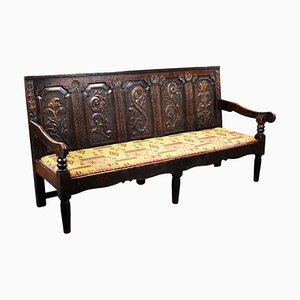 Panca/sedia in quercia intagliata, XVIII secolo, metà XVIII secolo