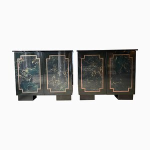 Black Lacquered Cabinets, 1980, Set of 2