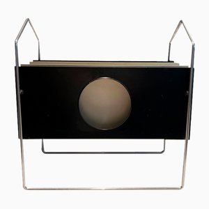 Chrome Magazine Rack with Black and White Lacquered Metal, 1970s