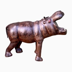Vintage Leather Hippo Footstool from Liberty of London