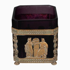 Napoleon III Pocket Emptier in Purple Glass with Brass Frame