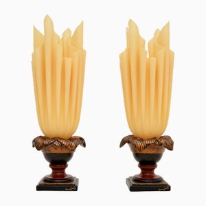 Vintage French Georgia Jacob Flaming Table Lamps, 1970s, Set of 2