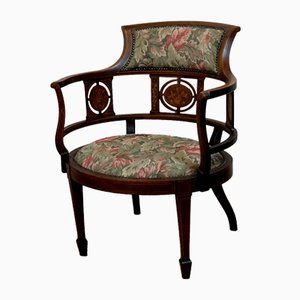 Edwardianischer Stuhl aus Mahagoni mit Wannenrücken und Intarsien