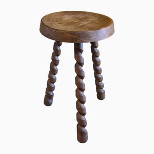 Vintage French Wooden Stool, 1970s