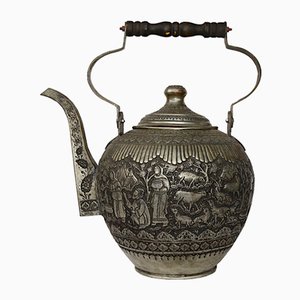 Large Copper Tea Pot with Engraving, 1940s