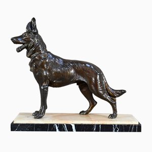 Art Deco Deutscher Schäferhund aus Bronze, 1940