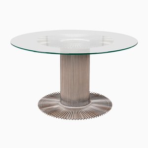 Vintage Dining Table in Metal and Glass by Gastone Rinaldi for Rima, 1970