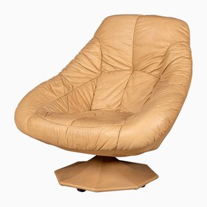 Italian Cream Leather Lounge Chair, 1970