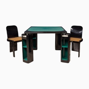 Lacquered Wood Games Table and Chairs by Pierluigi Molinari for Pozzi, 1970, Set of 5