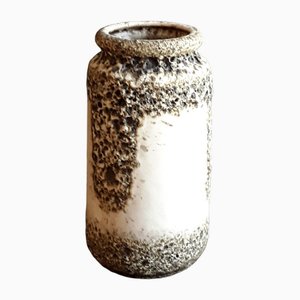 Vintage German Fat Lava Style Ceramic Vase with Beige-Brown Lava Glaze from Scheurich, 1970s