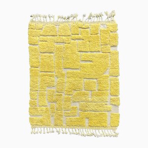 Moderner Handgefertigter gelber Berber Teppich, 2000er