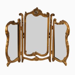 Specchio Trittico in legno dorato, anni '30