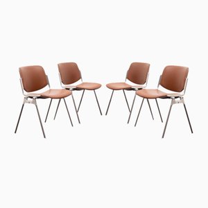 Chairs Model Dsc106 in Aluminum & Synthetic Leather by Giancarlo Piretti for Castelli / Anonima Castelli, 1970s, Set of 4