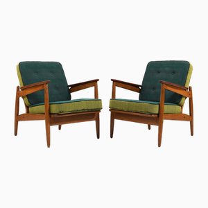 Set of Early Danish Easychairs in Oak and Teak, 1950s