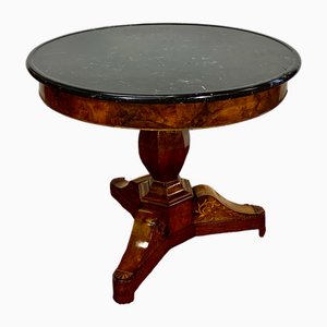 Napoleon III Era Side Table in Mahogany & Marble Tray