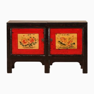 Credenza della Mongolia laccata rossa e nera, anni '20