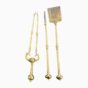 George III Brass Fire Irons, 1800, Set of 3