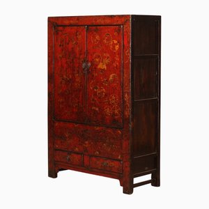 Red and Gold Armoire with Drawers, 1890s