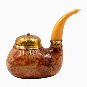 Pipe Shaped Parchment Tobacco Box by Aldo Tura for Macabo, Italy, 1950s