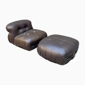 Soriana Chaise Lounge with Pouf by Tobia Scarpa for Cassina, 1970s, Set of 2