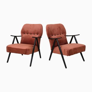 Lounge Chairs with Black Structure, 1960s, Set of 2