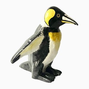 Escultura de pingüino vintage grande de papel maché, años 70