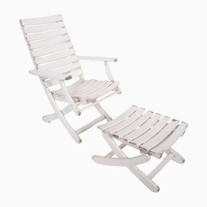 Garden Lounge Chair with Footstool, Set of 2