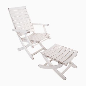 Set of Garden Lounge Chair with Footstool