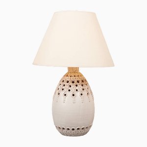 Table Lamp with Stone Base & Fabric Shade