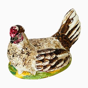 Antique French Majolica Hen Figurine, 1700s