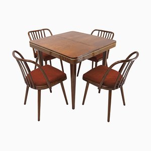 Czechoslovakian Suman Chairs and Table from Thonet, 1960s, Set of 5