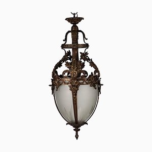 Farol Liberty Style de bronce y vidrio