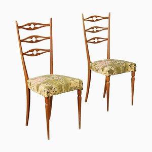 Vintage Stühle aus Buche mit Stoffsitzen, Italien, 1960er, 2er Set