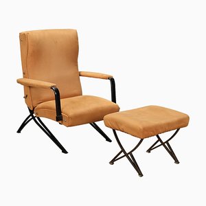 Recliner Armchair with Footrest, Italy, 1960s, Set of 2